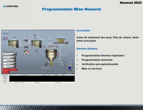 HMI interface and workstation — PLC programming (Nunavut mine, 2022)